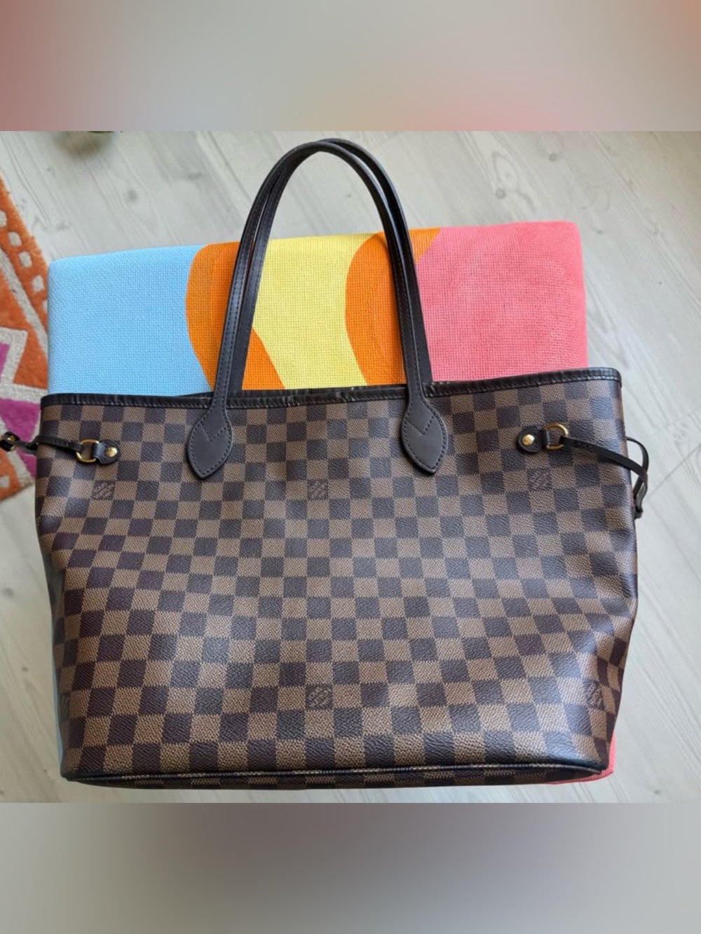 AUTHENTIC Louis Vuitton Damier Ebene Brown Canvas Tote